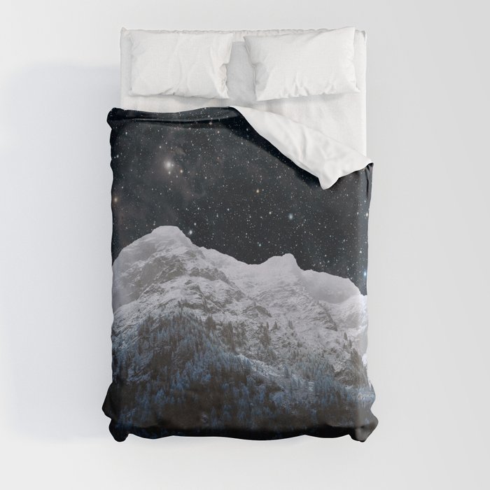 Mountains Attracts Galaxy Duvet Cover