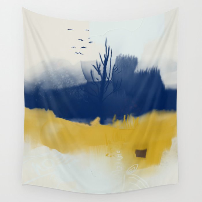 Yellow and shop blue tapestry
