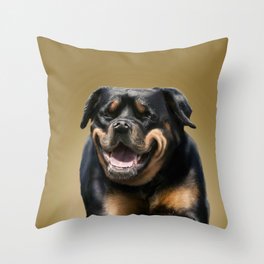 Happy Rottweiler Dog Selfie Portrait Throw Pillow