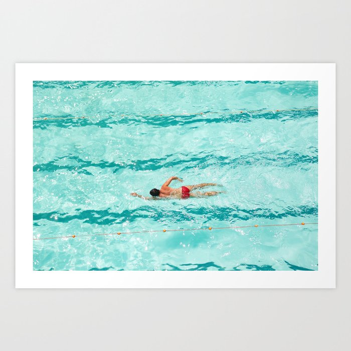 Pool Swimmer in Bondi, Australia Art Print