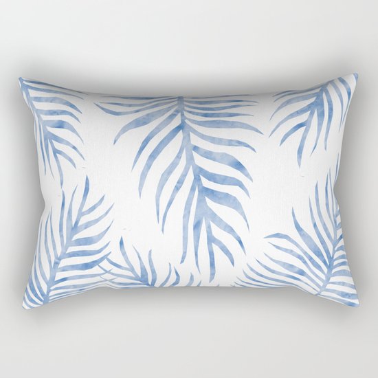 Fern Pattern Blue Rectangular Pillow