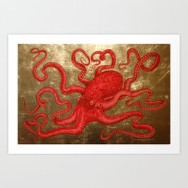 Red Octopus Art Print