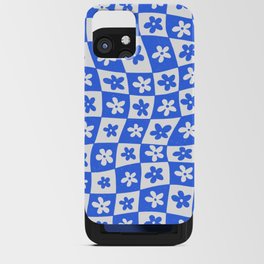 Retro Blue Daisy Checkerboard  iPhone Card Case