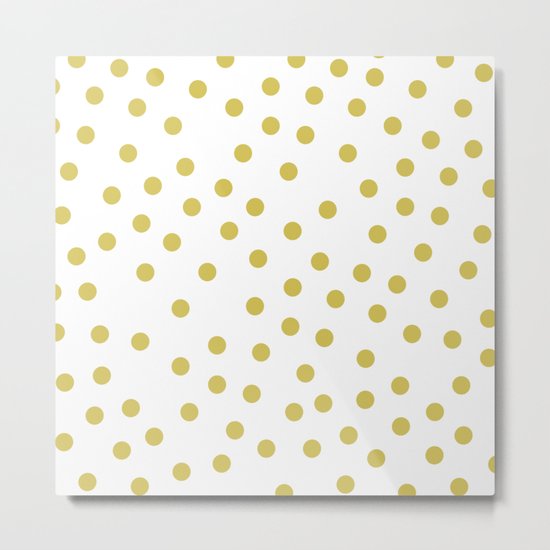 Simply Dots in Mod Yellow on White Metal Print