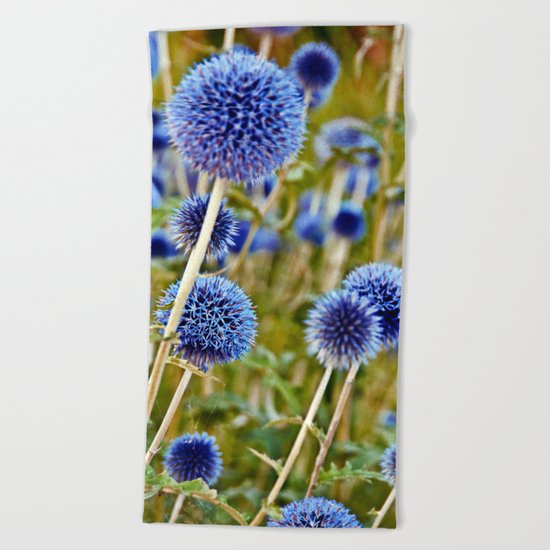 BLUE WILD THISTLE Beach Towel