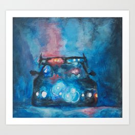 Flashing Lights Art Print | Painting, Watercolor, Car, Police, Goodart, Black, Wallart, Night, Policecar, Red 