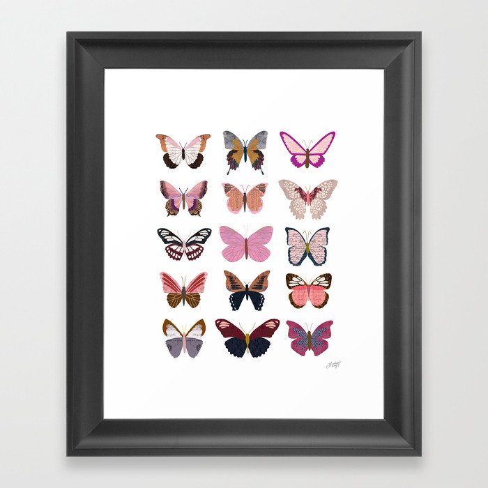 Pink Butterflies Framed Art Print