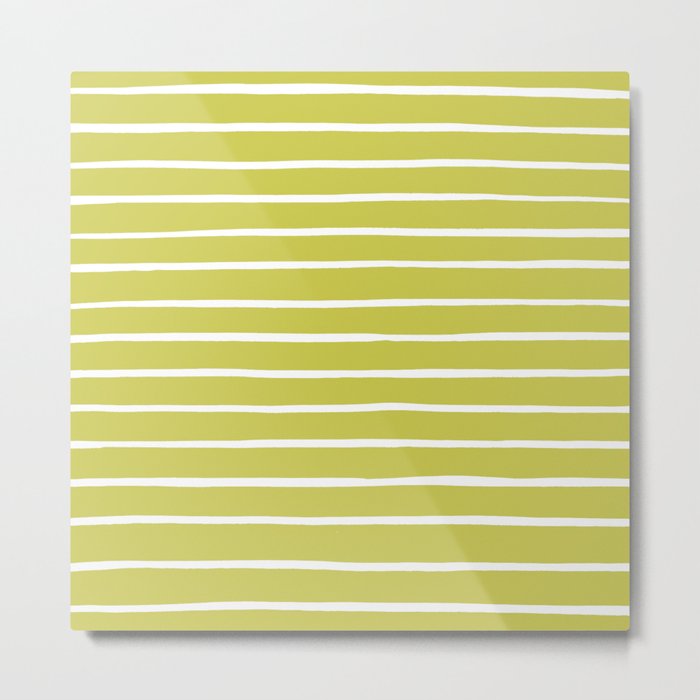 Stripes Lime Metal Print