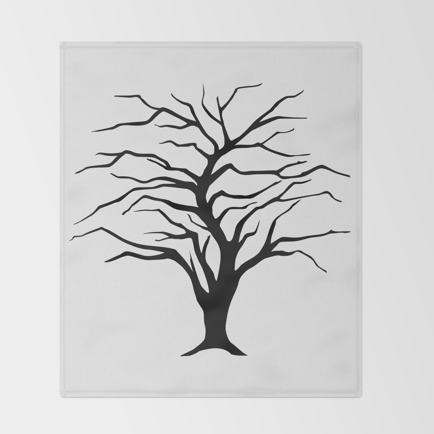 Black Silhouette Of The Willow Tree Without Leaves Throw Blanket By Alinanovikova Society6