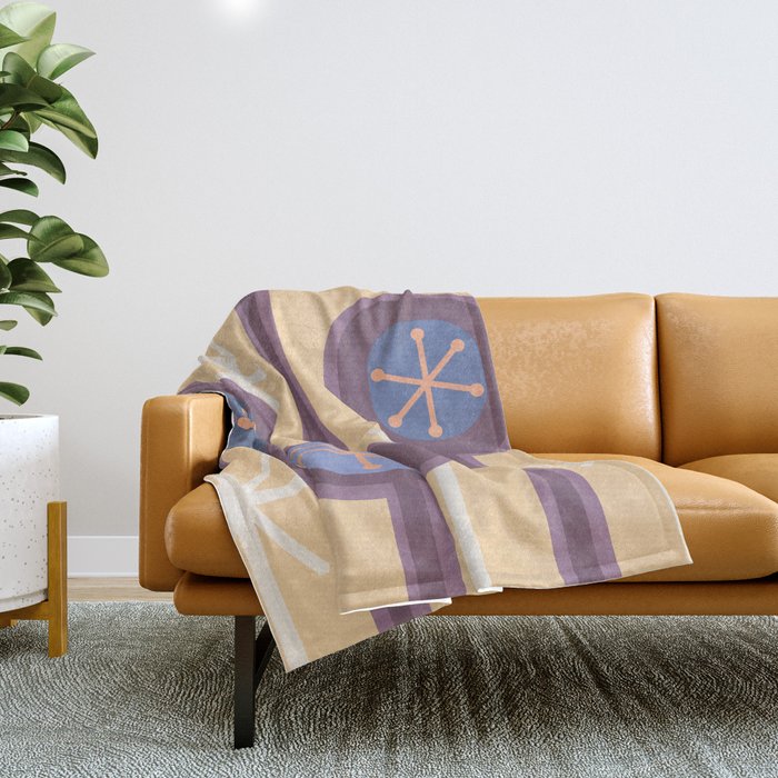 Mid Century Modern Abstract Flowers Summer Throw Blanket by Kay Cordingly Society6