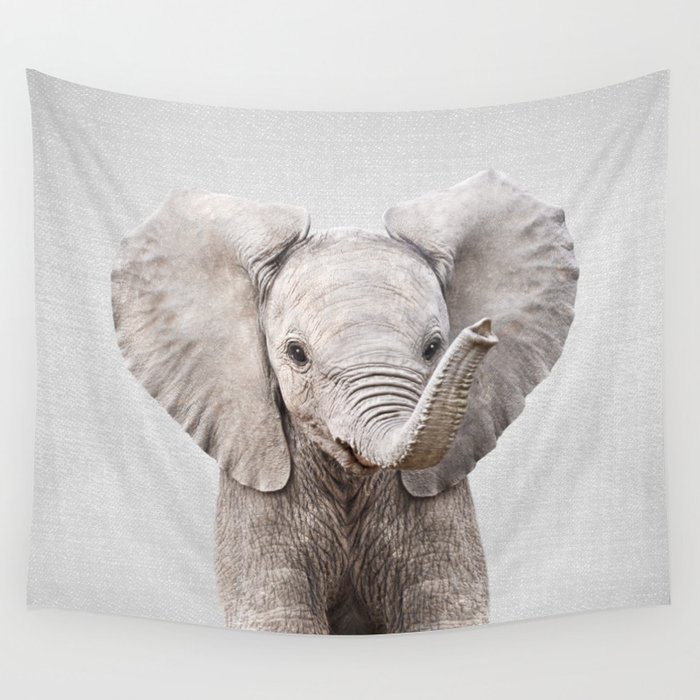 Baby Elephant - Colorful Wall Tapestry