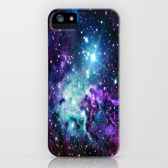 fox fur nebula : purple teal galaxy iphone case