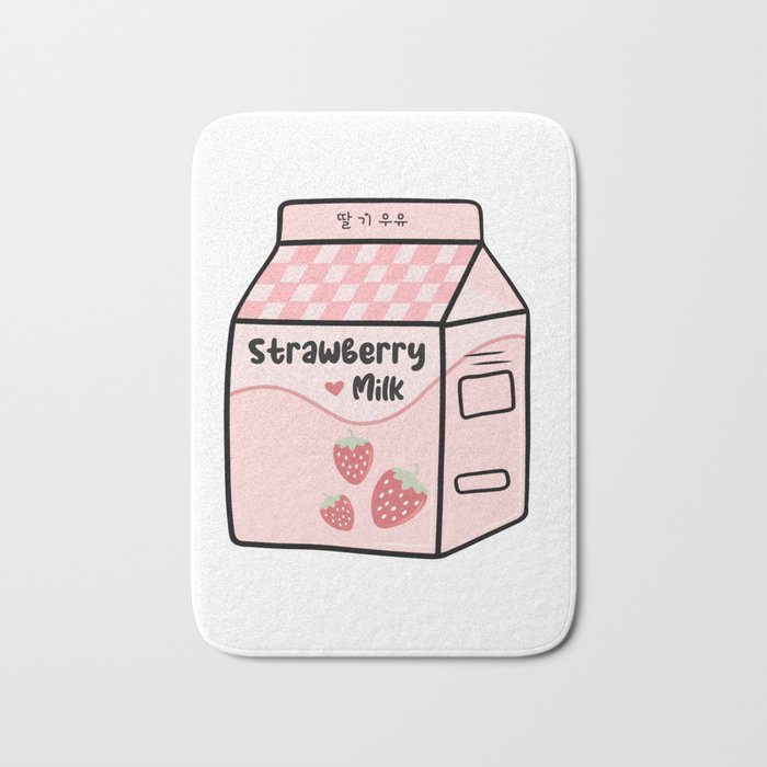 Strawberry Milk - Kawaii Milk Carton Bath Mat