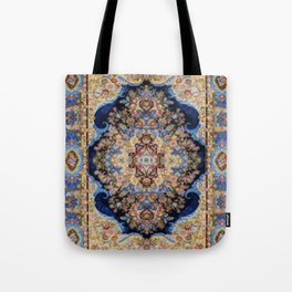 Antique Vintage Persian Rug Abstract Floral Pattern in Taupe Burgundy Navy Tote Bag