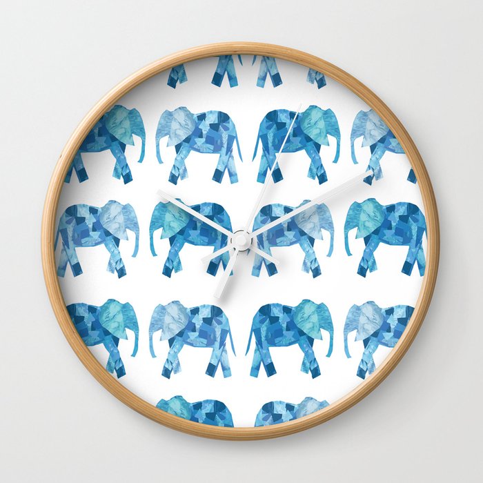 Blue Elephants Wall Clock