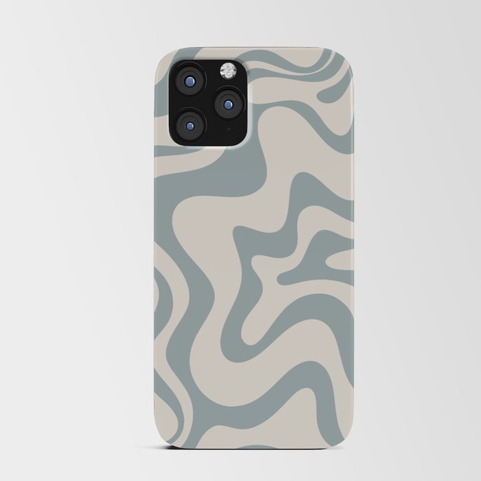 Liquid Swirl Abstract Pattern in Light Blue-Gray and Cream iPhone Card Case