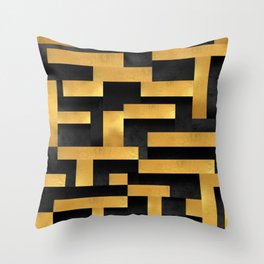 Black gold geometric Throw Pillow