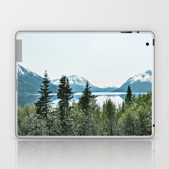 Snow Mountains Lake Trees Photo Laptop & iPad Skin