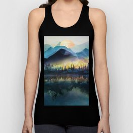 Mountain Lake Under Sunrise Tank Top | Painting, Panorama, Art, Range, Curated, Sunrise, Woods, Wildernes, Summer, Beautiful 
