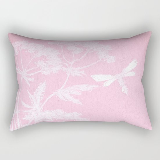 Butterfly in meadow- pink pattern Rectangular Pillow