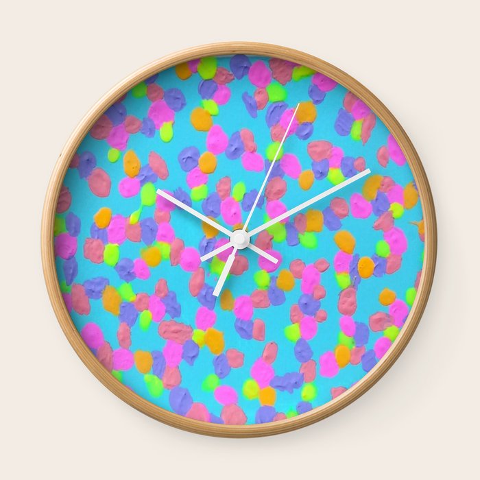 Spring Colors Drip Abstract Art Wall Clock By Daniellegensler