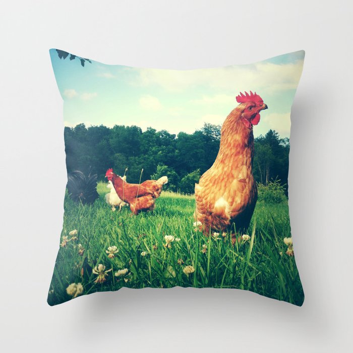 The Life of a Chicken Throw Pillow