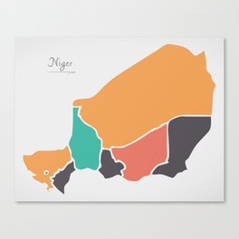 Niger Map with states and modern round shapes Canvas Print
