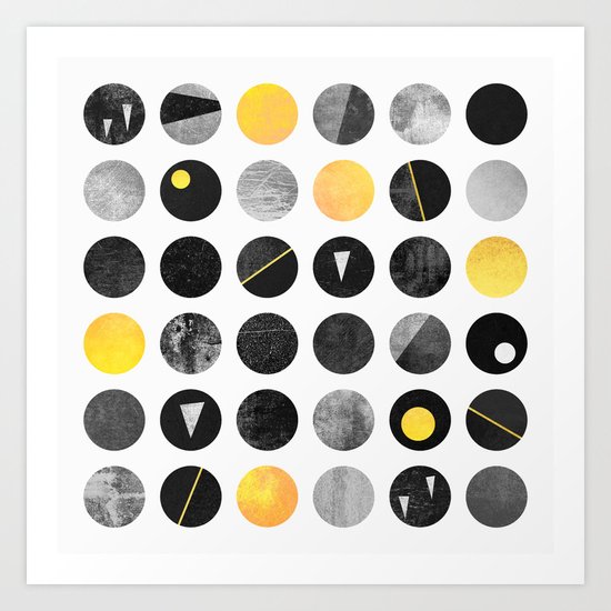 Dots / Yellow & Black Art Print