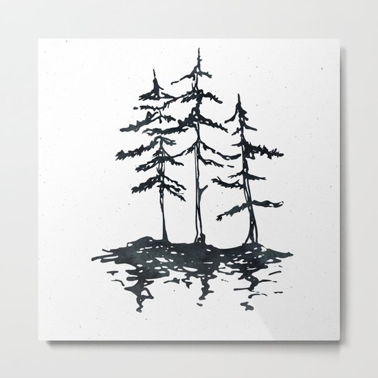 THE THREE SISTERS Black and White Metal Print