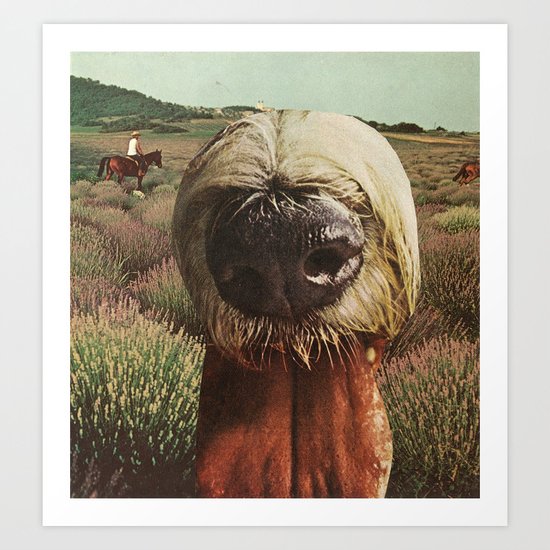 dog breath across a purple plain Art Print
