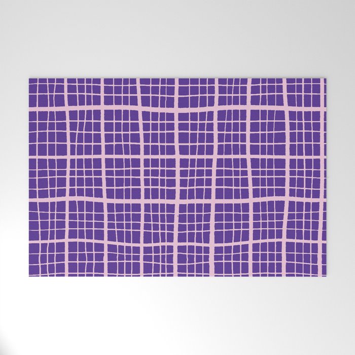 Pretty Pink and Purple Squares Graph Paper Welcome Mat