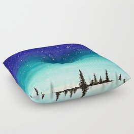 Aurora Borealis Winter Night Floor Pillow