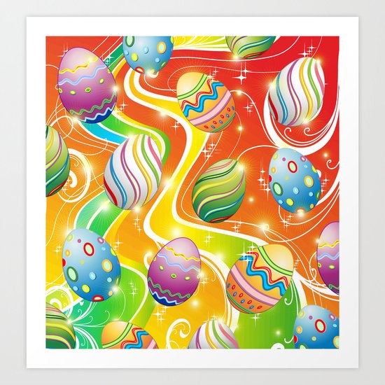 Happy Easter Eggs Ornamental Design Art Print
