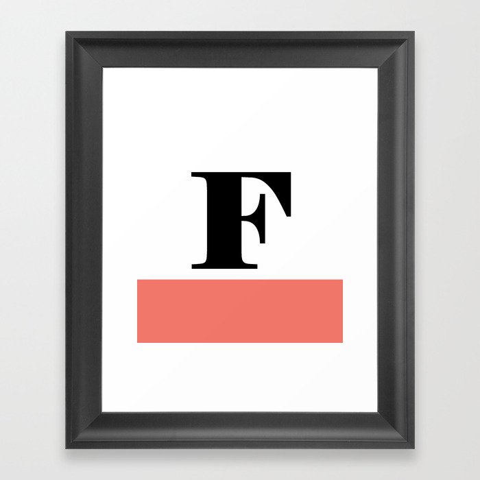 Monogram Letter F-Pantone-Peach Echo Framed Art Print