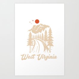 West Virginia Vintage Landscape Design Art Print