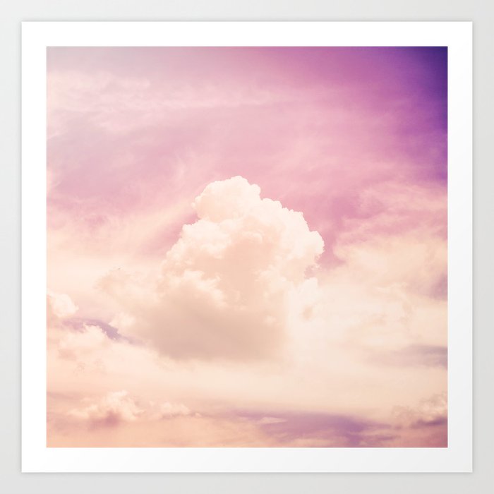 Freedom And Dreams Pink Sky And Clouds Heaven Art Print By Staypositivedesign Society6