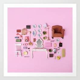 "Dollhouse inventory /  pink " Art Print