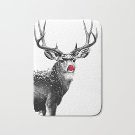 Christmas - Red Nose Reindeer Bath Mat | Nature, Graphicdesign, Digital, Holiday, Gift, Seasonal, Christmas, Animal, Pop Art, Celebrate 
