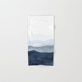 Indigo Abstract Watercolor Mountains Hand & Bath Towel