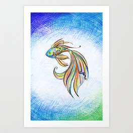 Blue fish Art Print