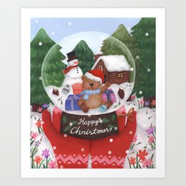 snowball christmas card Art Print