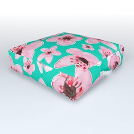 Sakura Cherry Flower Pattern Outdoor Floor Cushion | Cherryflower, Cherryblossom, Aesthetic, Sakurapattern, Watercolorflower, Sakuraflower, Graphicdesign, Cute, Flowery, Watercolor 