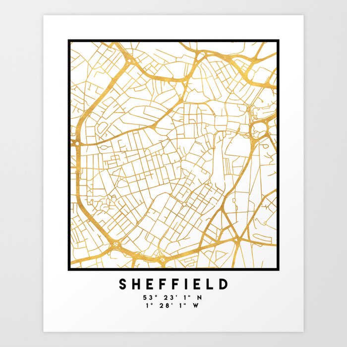 Sheffield England City Street Map Art Art Print By Deificusart
