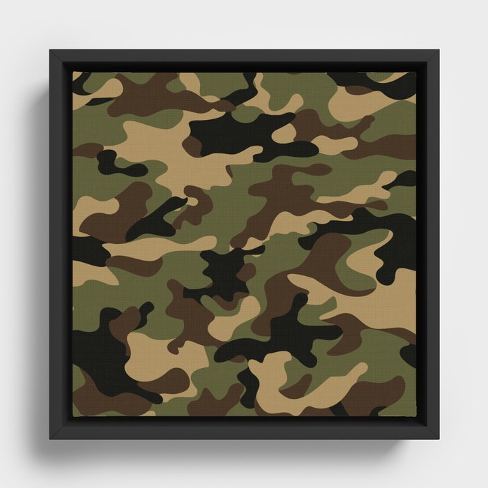 vintage military camouflage Framed Canvas
