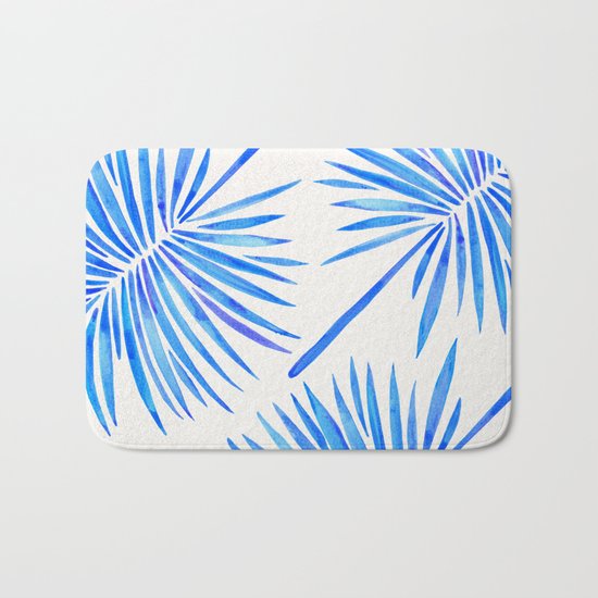 Tropical Fan Palm – Blue Palette Bath Mat