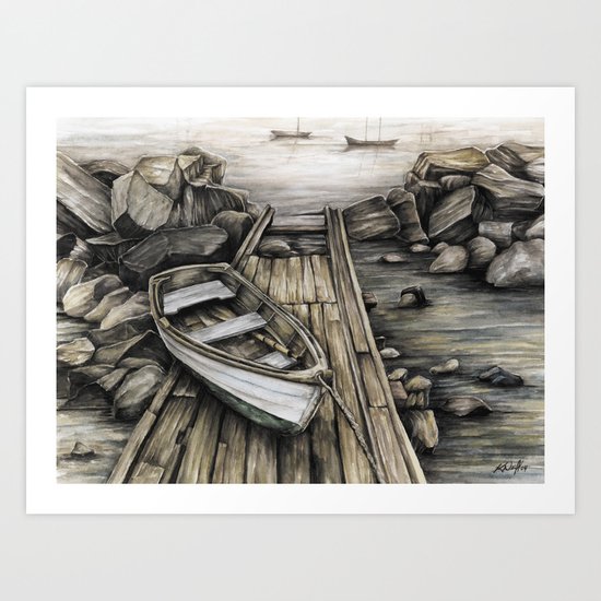 Old Boat on the Dock Art Print