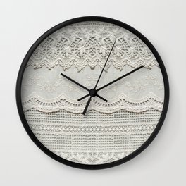 Beautiful, subtle, white laced textile close up. Good for bedroom, fashion, cloth, apparel, interior, folk, textile, ornament or background design. More of this motif & more textiles in my port. Wall Clock