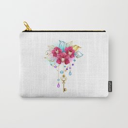 Pink Orchid with Key Carry-All Pouch
