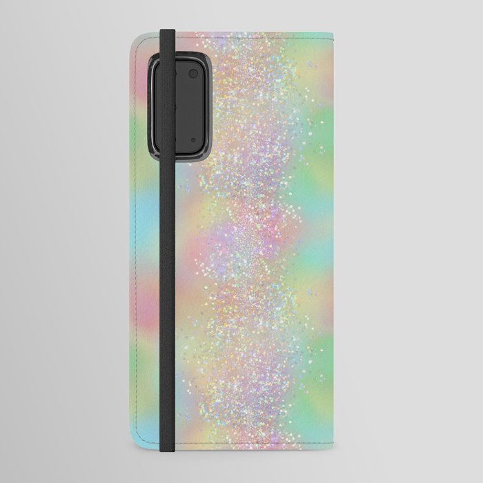 Pretty Rainbow Holographic Glitter Android Wallet Case