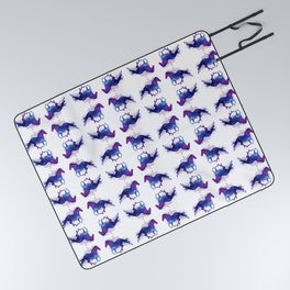 Running Horse Watercolor Silhouette Picnic Blanket